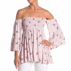 FREE PEOPLE LANA FLORAL BELL SLEEVE TUNIC SIZE Small Petite